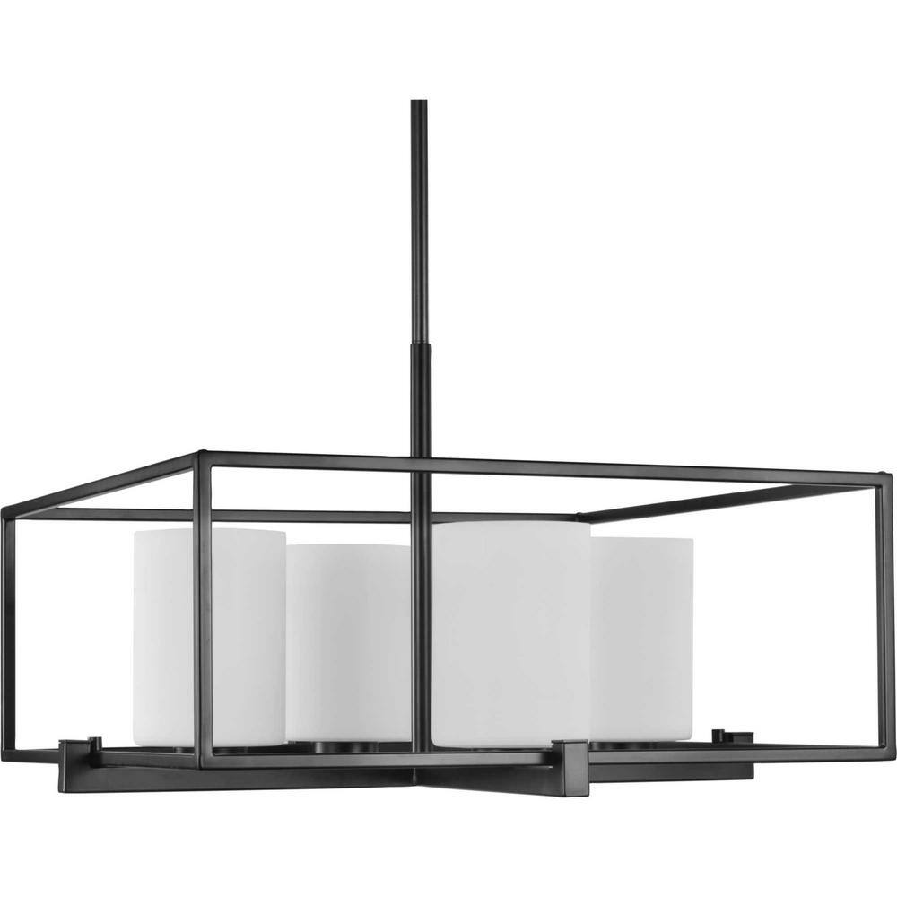 Chadwick Matte Black 4-Light Wall Bracket with Opal Glass Shades