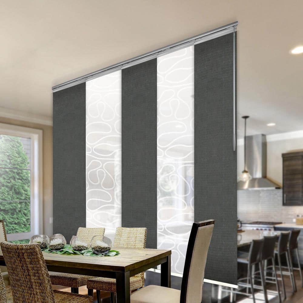 Midnight Swirl 58 in. - 110 in. W x 94 in.L Adjustable 5-Panel Satin Nickel Single Rail Panel Track with 23.5 in. Slates price history on PriceWatchPro