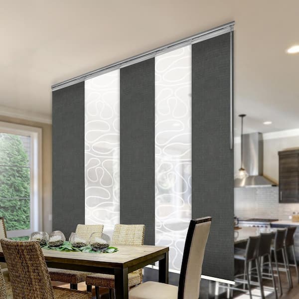 Midnight Swirl 58 in. - 110 in. W x 94 in.L Adjustable 5-Panel Satin Nickel Single Rail Panel Track with 23.5 in. Slates
