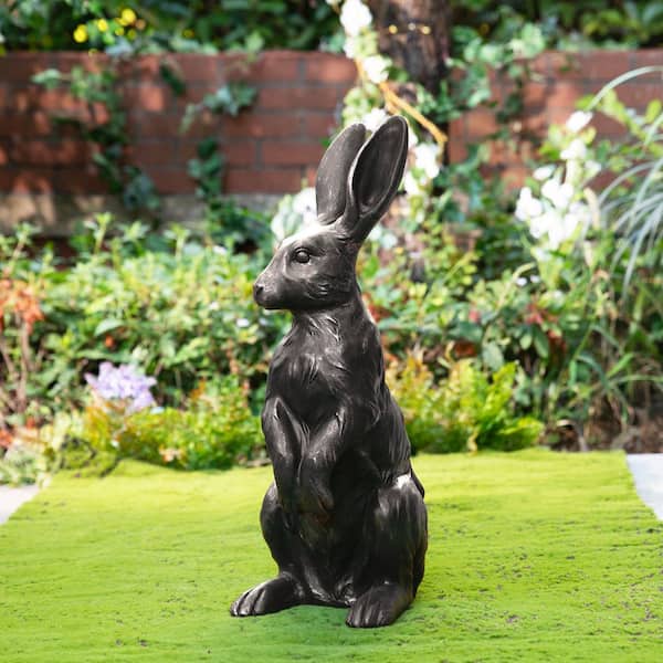 Glitzhome 23 in. H MGO Bronze Standing Rabbit Statue 2025400109 - The ...