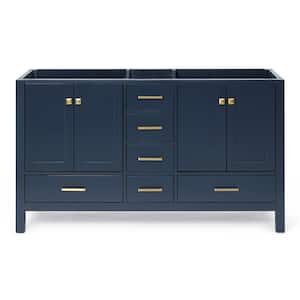 Cambridge 60 in. W x 21.5 in. D x 34.5 in. H Double Freestanding Bath Vanity Cabinet Only in Midnight Blue
