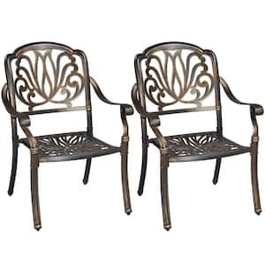 Patio Bistro Chairs Outdoor Furniture Stackable Antique Aluminium Bistro Dining Chairs Set of 2
