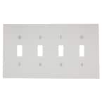 White 4-Gang Toggle Wall Plate (1-Pack)