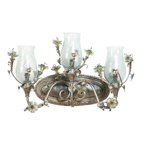 Yosemite Home Decor Morning Glory Collection 3-Light Caribbean Gold Bathroom Vanity Light with Nouvel Crackled Glass Shade