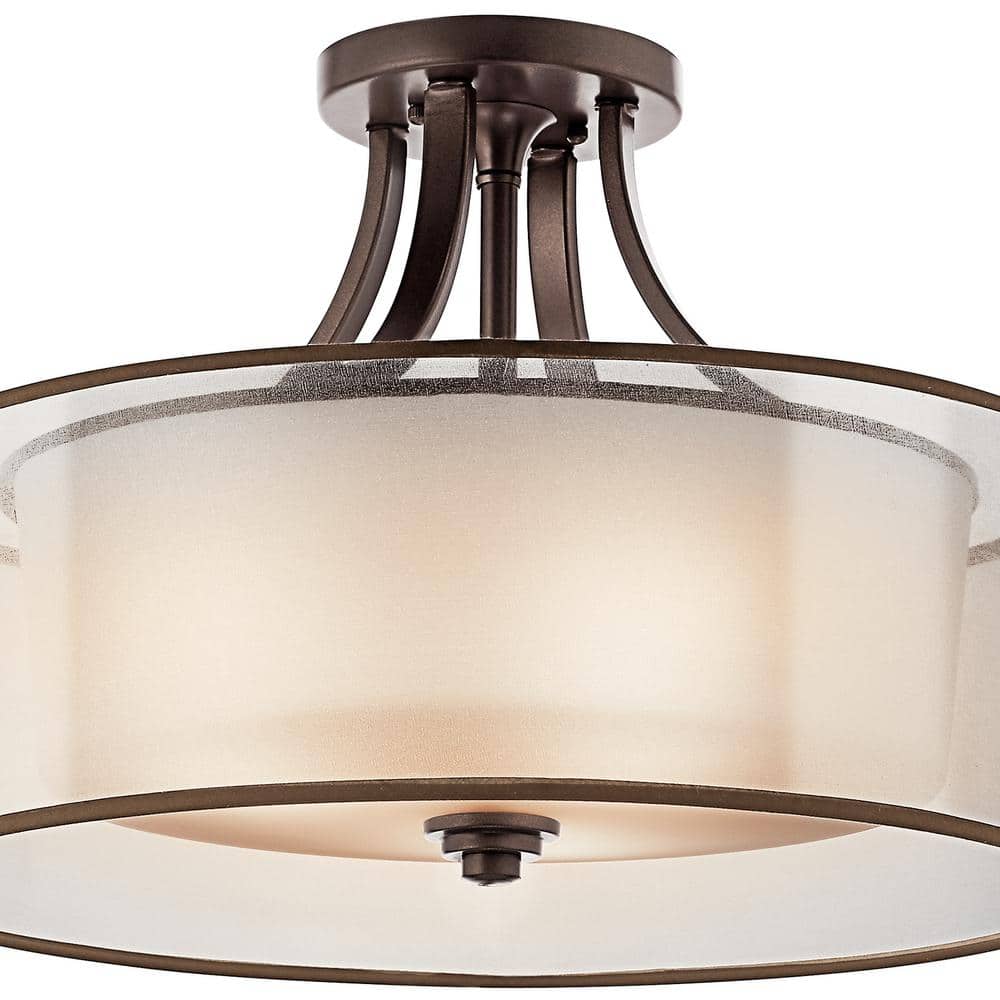 Elegant Pewter 20" Drum Ceiling Light with White Organza Shade