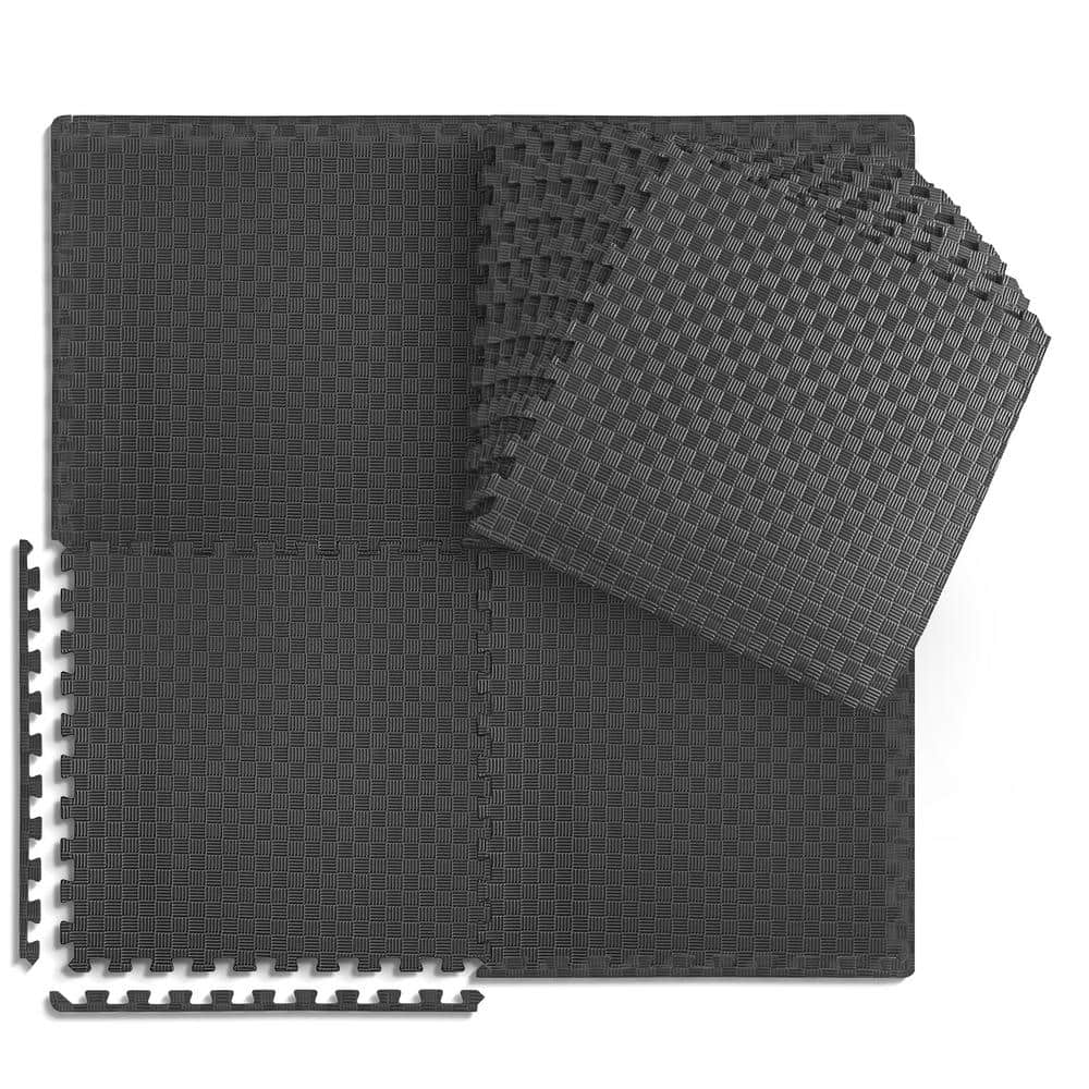 Black 24 in. W x 24 in. L x 0.5 in. T EVA Foam Tatami Pattern Gym Flooring Mat (12 Tiles/Pack) (48 sq. ft.) price history on PriceWatchPro