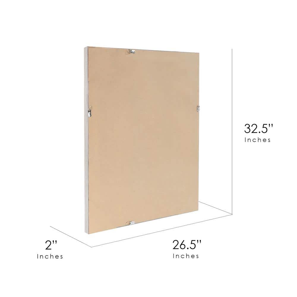 Transitional Gray Wood Beveled Edge Rectangular Wall Mirror