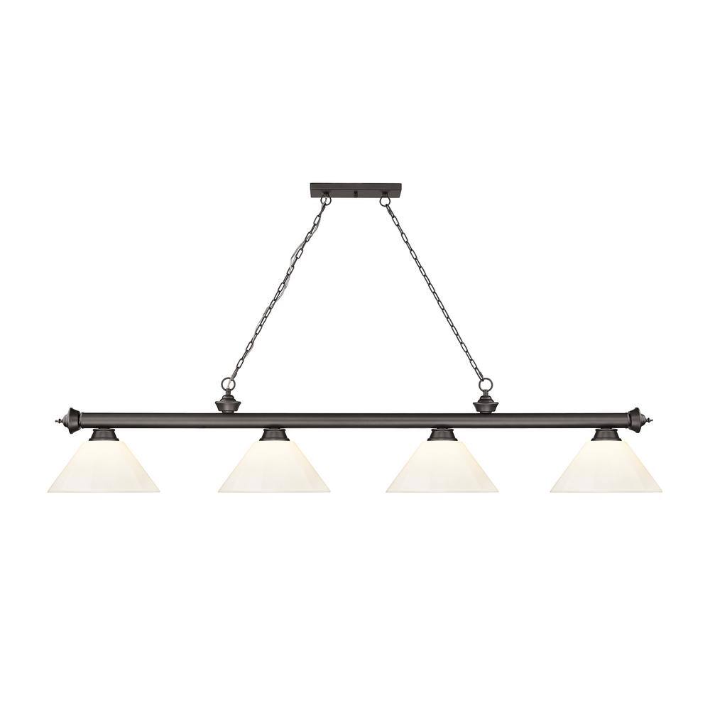 Annaleisa Traditional Bronze 4-Light Billiard Pendant with White Shades