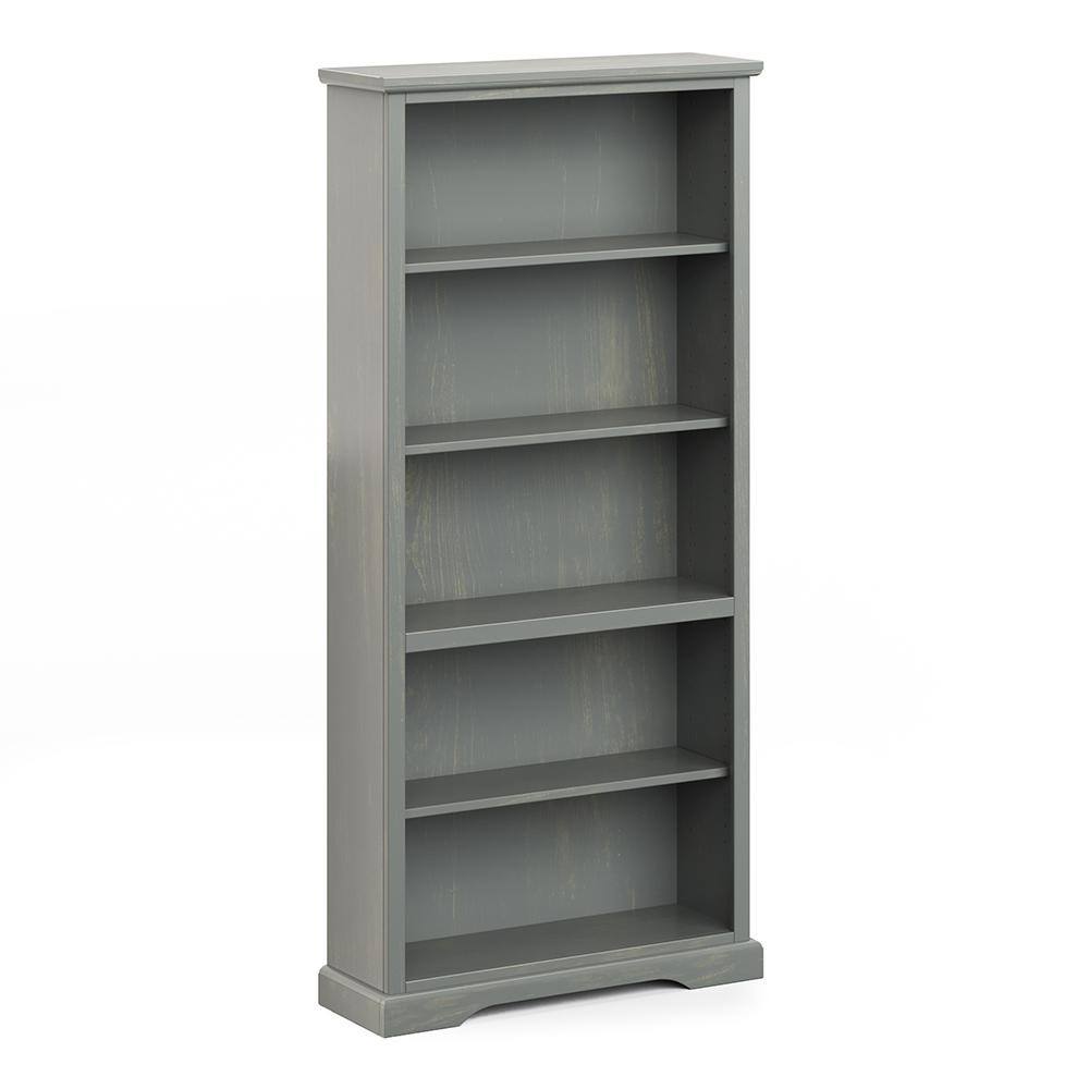 Bridgevine Home 72 in. Fully Assembled 5 Shelf Grey Finish Book Shelf