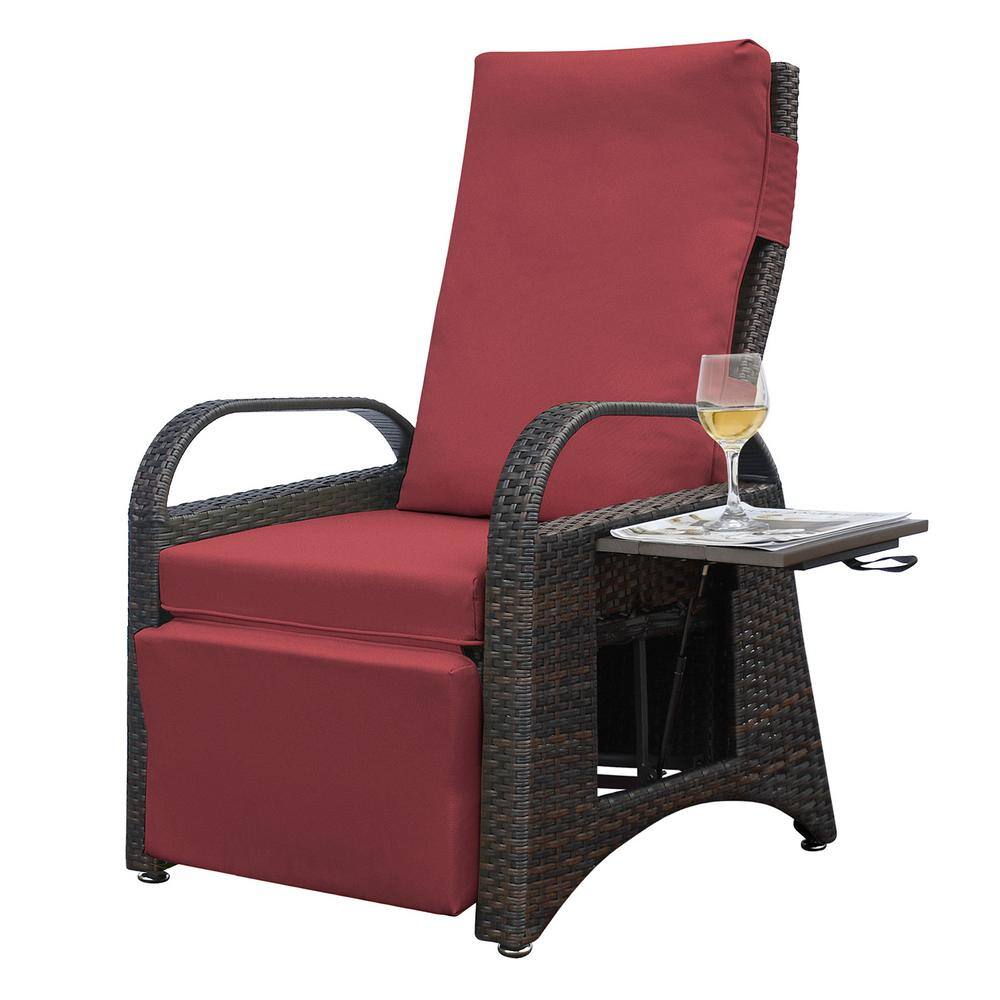 Hot Seller 1Piece Adjustable Metal Outdoor Lounge Chair with Red Removable 