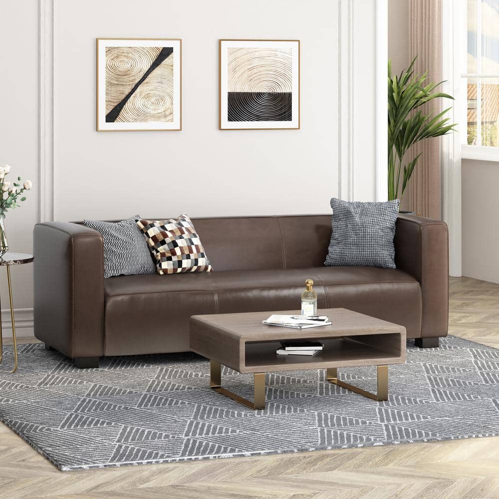 Luxurious Dark Brown Faux Leather Lawson 3-Seater Sofa with Tapered Legs