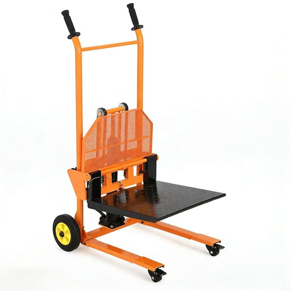 450LBS Hydraulic Material Lift, 36" Max Lift Portable Pallet Truck, Heavy-duty Steel Manual Forklift Stacker