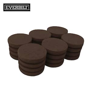 1-1/2 in. Brown Round Felt Heavy Duty Self-Adhesive Furniture Pads (24-Pack)