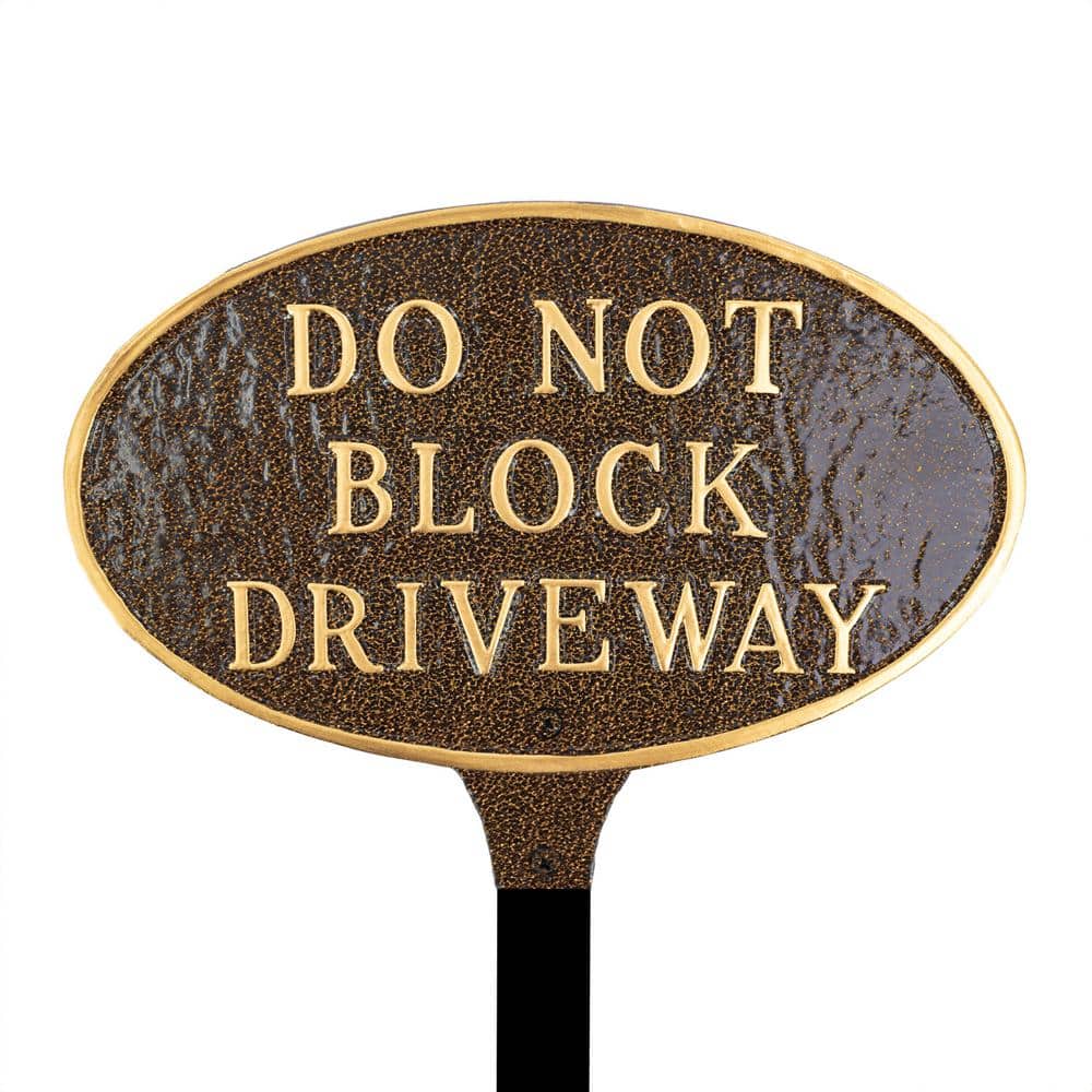 6 in. x 10 in. Small Oval Do Not Block Driveway Statement Plaque Sign with Lawn Stake-Hammered Bronze price history on PriceWatchPro