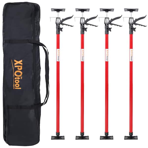 4-Pack Red Steel Adjustable Support Pole Jack Post Hand Support System, Extends from 45 in. to 114 in. with Carrry Bag