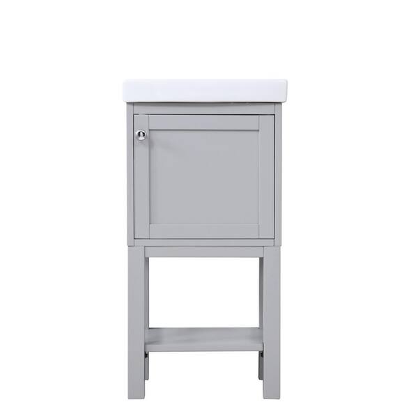 Unbranded Simply Living 17.5 in. W x 13.63 in. D x 34.25 in. H Bath Vanity in Grey with White Resin Top