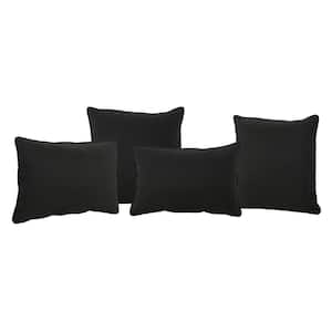 Coronado Black Lumbar and Square Outdoor Throw Pillows (4-Pack)