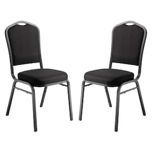9300-Series Ebony Black Deluxe Fabric Upholstered Stack Chair (2-Pack)