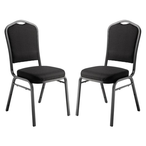 National Public Seating 9300-Series Ebony Black Deluxe Fabric Upholstered Stack Chair (2-Pack)
