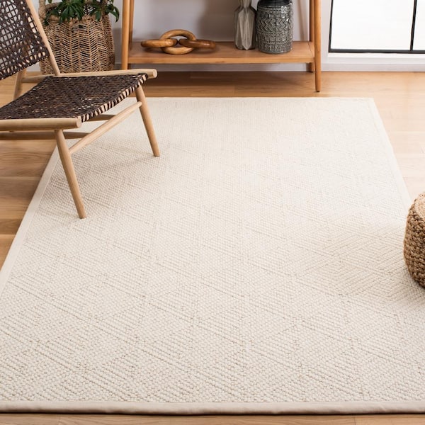 Natural Fiber Ivory 5 ft. x 8 ft. Diamond Border Area Rug