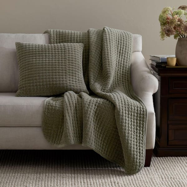 Legends Luxury Tufted Stitch Velvet Olive Green Throw Blanket