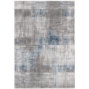 Craft Gray/Blue 5 ft. x 8 ft. Plaid Abstract Area Rug