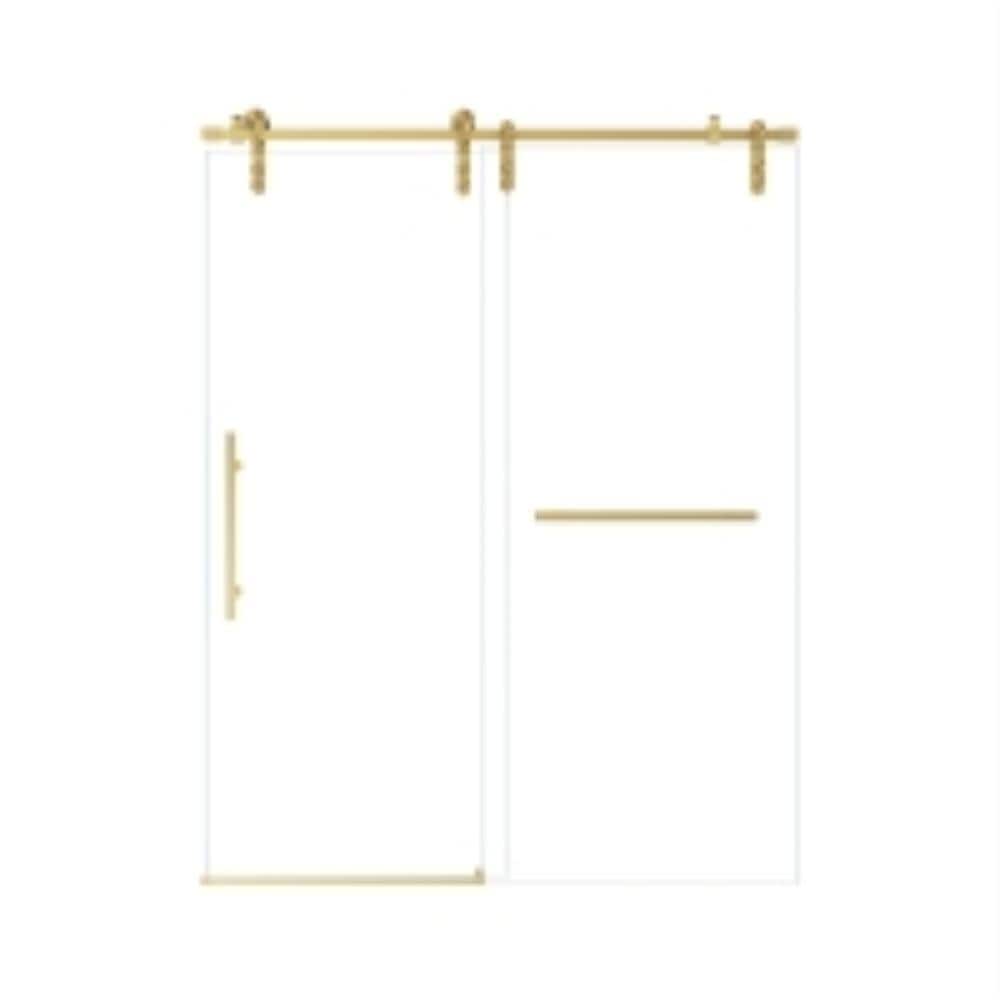 "50-54"" W x 76"" H Brushed Gold Frameless Sliding Shower Door, 5/16"" (8mm) Tempered Glass For Bathroom" price history on PriceWatchPro