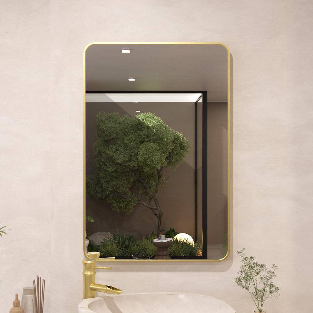 24 in. W x 36 in. H Rectangular Aluminum Framed Wall Bathroom Vanity Mirror in Brushed Gold price history on PriceWatchPro