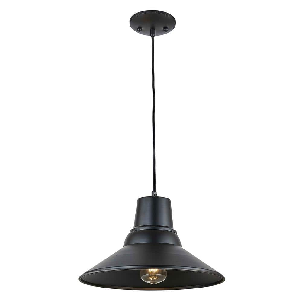 1-Light Black Outdoor Pendant Light