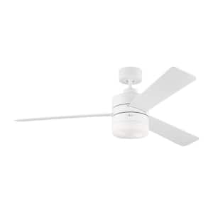 Era 52 in. Modern Matte White Ceiling Fan with White Blades, LED Light Kit and Wall Mount Control