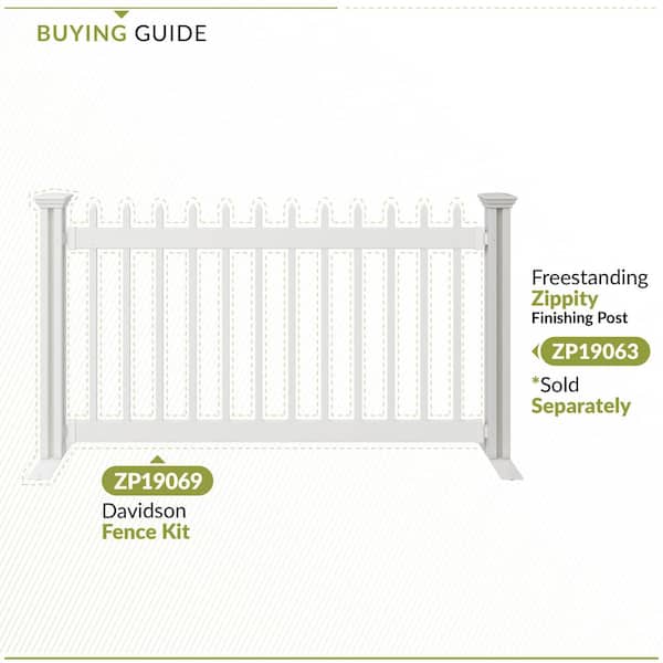 Zippity Outdoor Products White Vinyl Portable Fence Finishing Post