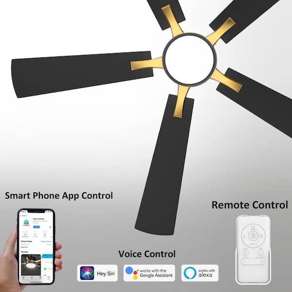 Apex II 52 in. Integrated LED Indoor/Outdoor Black Smart Ceiling Fan with Light and Remote, Works w/Alexa/Google Home
