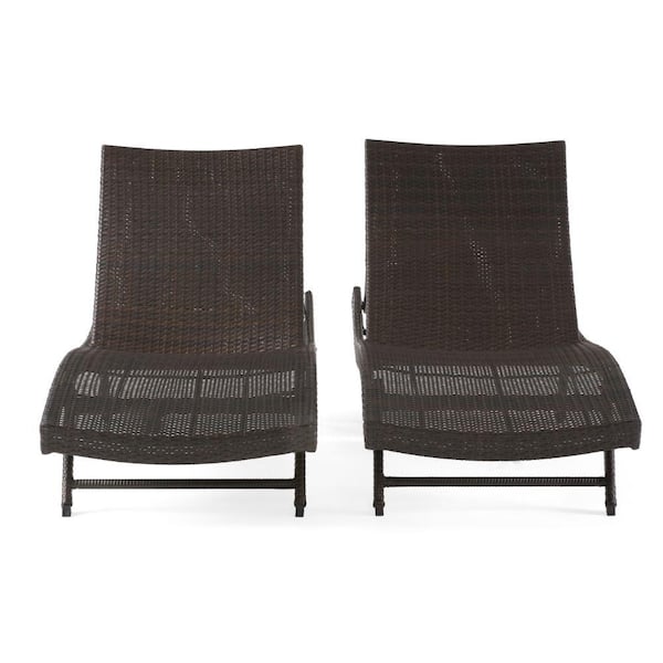 Misopily Brown Adjustable Seat Back Outdoor Chaise Lounge Rattan Modern Style and Comfort Sleek Curves Polyethylene Wicker