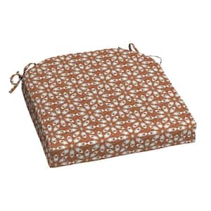 20 in x 20 in Contoured Outdoor Seat Cushion in Russet Geo Medallion