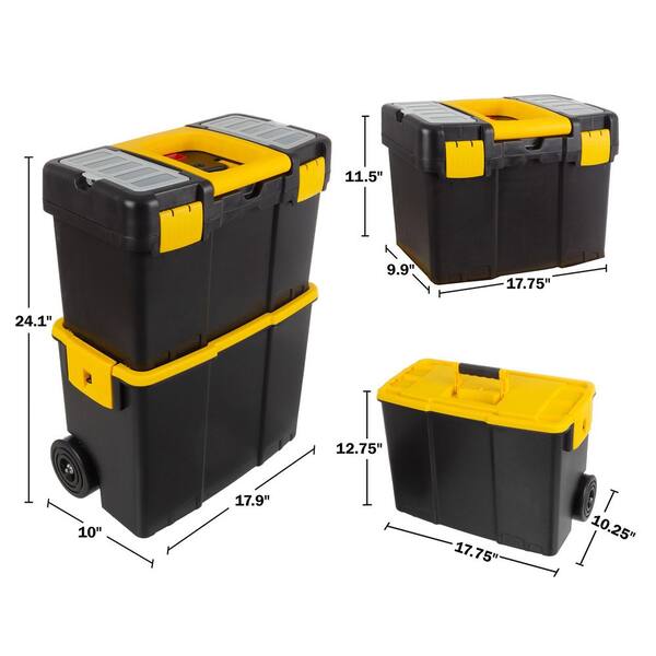 17.87 in. Stackable Mobile Tool Box with Wheels 17.87 in. Stackable Mobile Tool Box with Wheels