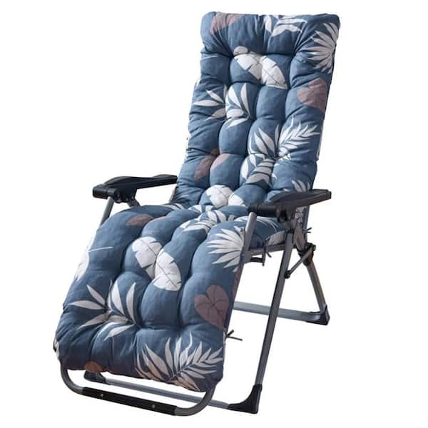 67 x 22 in. Lounge Cushion Lounge Rocking Chair, Blue Gray Leaves