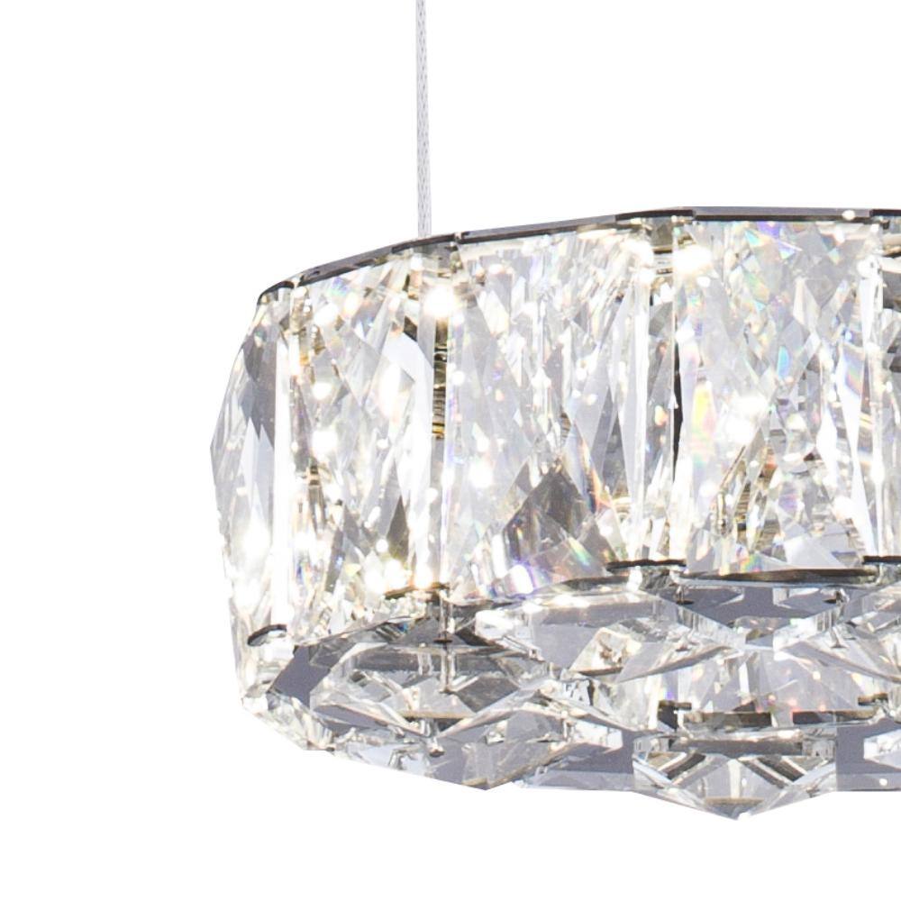 6" Chrome and Crystal LED Drum Pendant Light