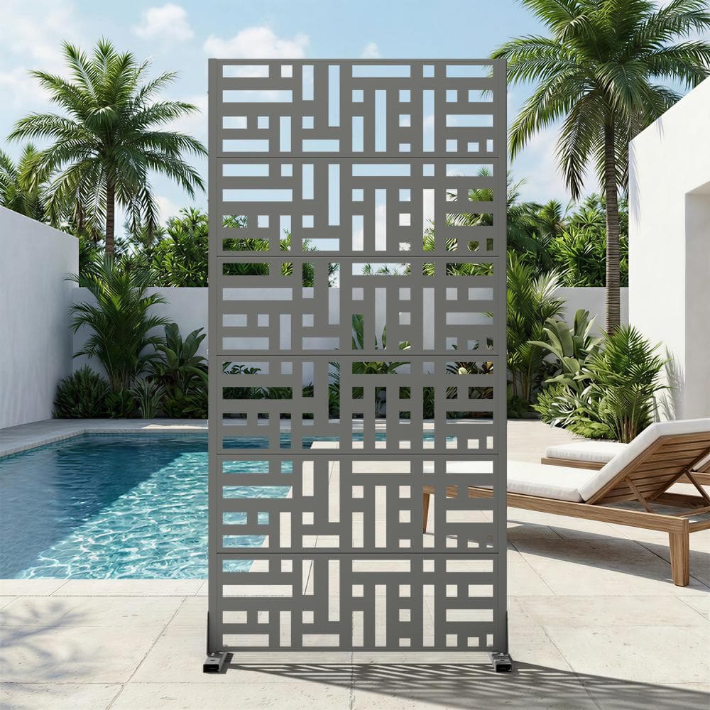 35 in. W x 72 in. H Light Gray Galvanized Steel Freestanding Interlocking Block Cut Garden Privacy Screen (1-Pack) price history on PriceWatchPro