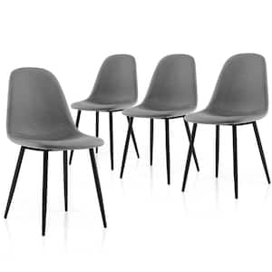 Grey Dining Chairs Set of 4 Upholstered Fabric Chairs With Metal Legs for Living Room