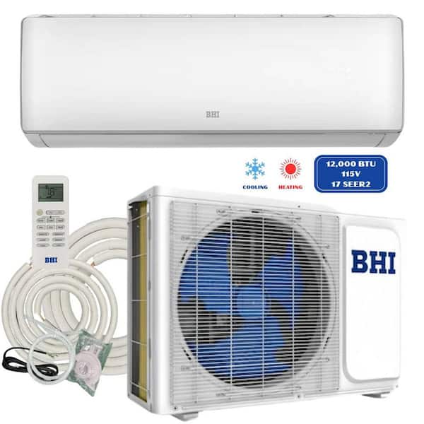 12,000 BTU 115-Volt, 17 SEER2, 600 sq. ft. Ductless Mini Split Air Conditioner with Heat Pump, 16.4 ft. (5m) Lineset