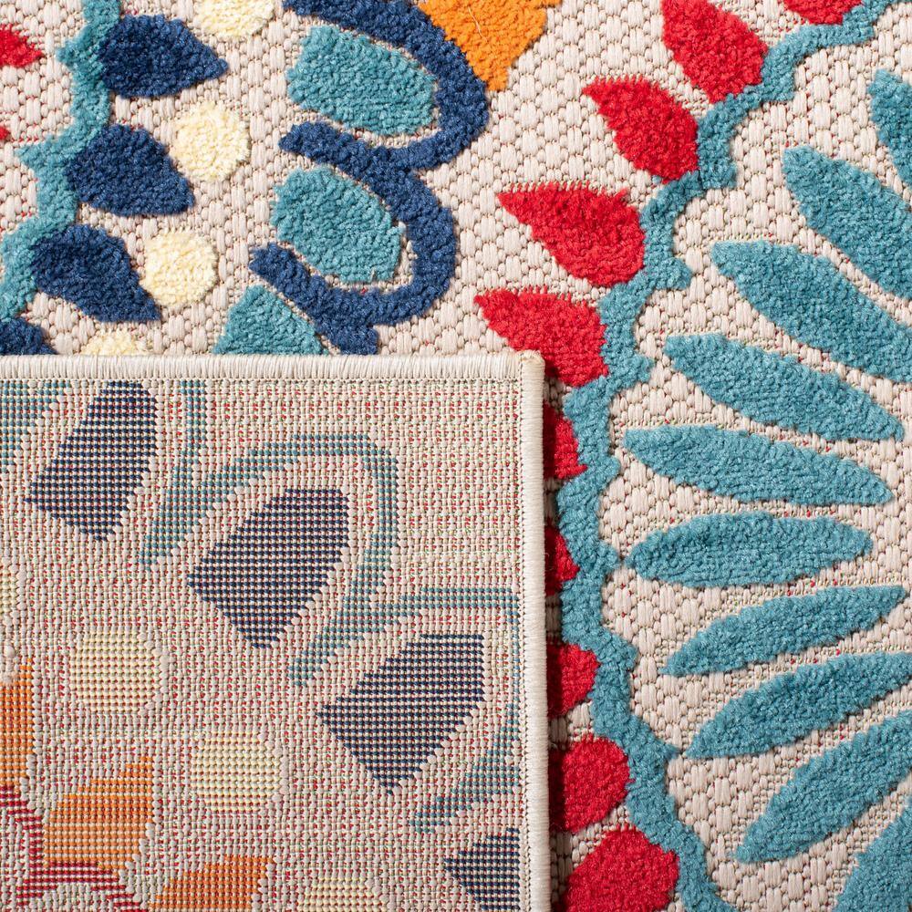 Blue and Ivory Floral Synthetic Reversible 3' x 5' Area Rug