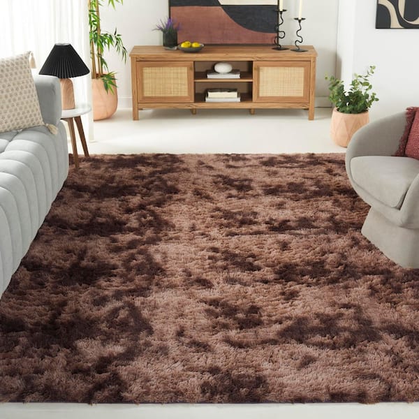 Rainbow Shag 8 ft. x 10 ft. Brown Abstract Solid Area Rug