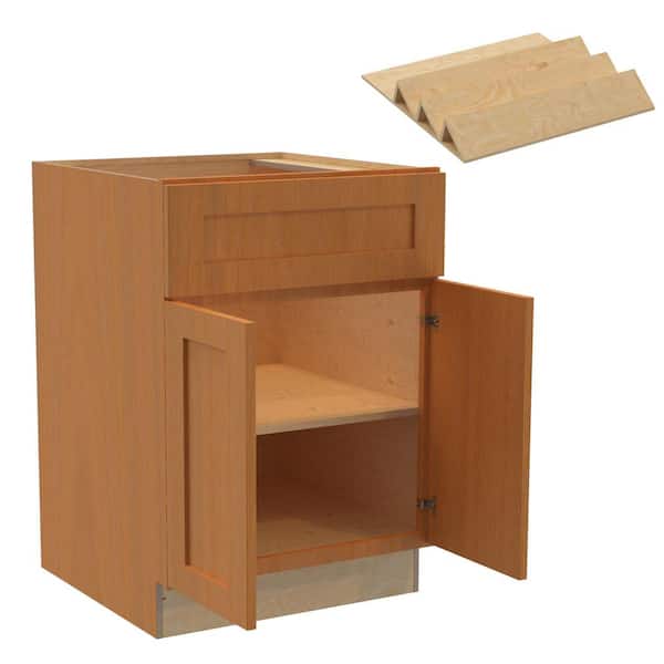 Home Decorators Collection Newport 24 in. W x 24 in. D x 34.5 in. H Assembled Plywood Base Kitchen Cabinet in Cinnamon with Spice Soft Close