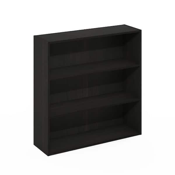Furinno Pasir 31.5 in. Tall Espresso Wood 3-Shelf Wide Bookcase