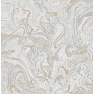 Suave Light Grey Marble Non-Pasted Paper Matte Wallpaper Sample