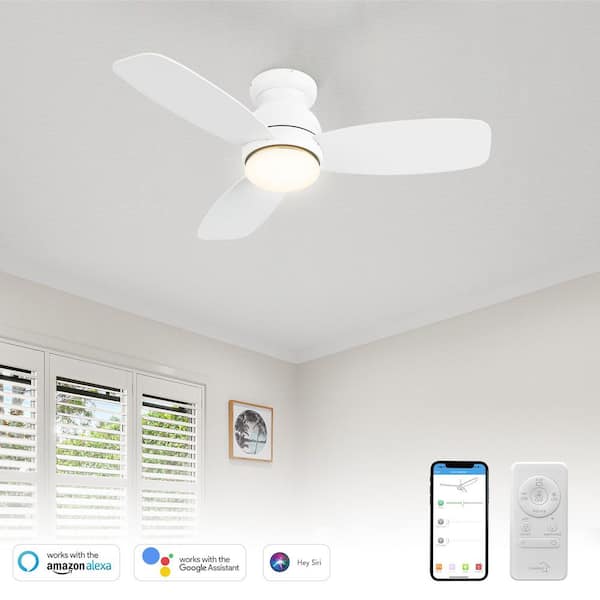 Trendsetter 44 in. Dimmable LED Indoor/Outdoor White Smart Ceiling Fan with Light and Remote, Works w/Alexa/Google Home