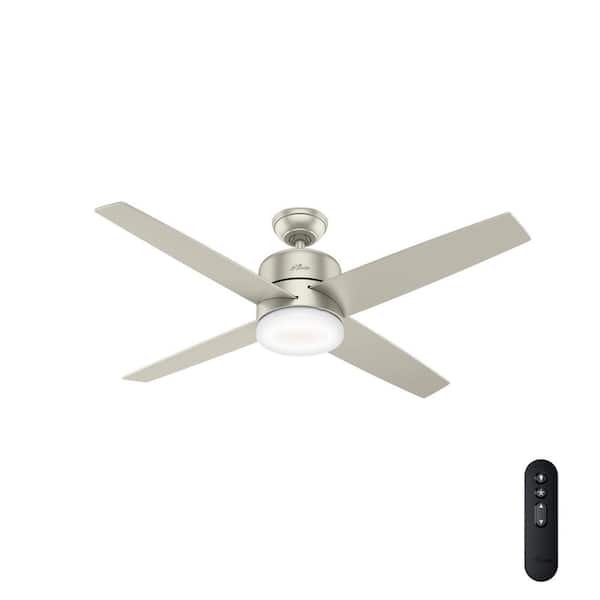 Hunter Advocate 54 in. Integrated LED Indoor Matte Nickel Ceiling Fan with Light Kit and Remote