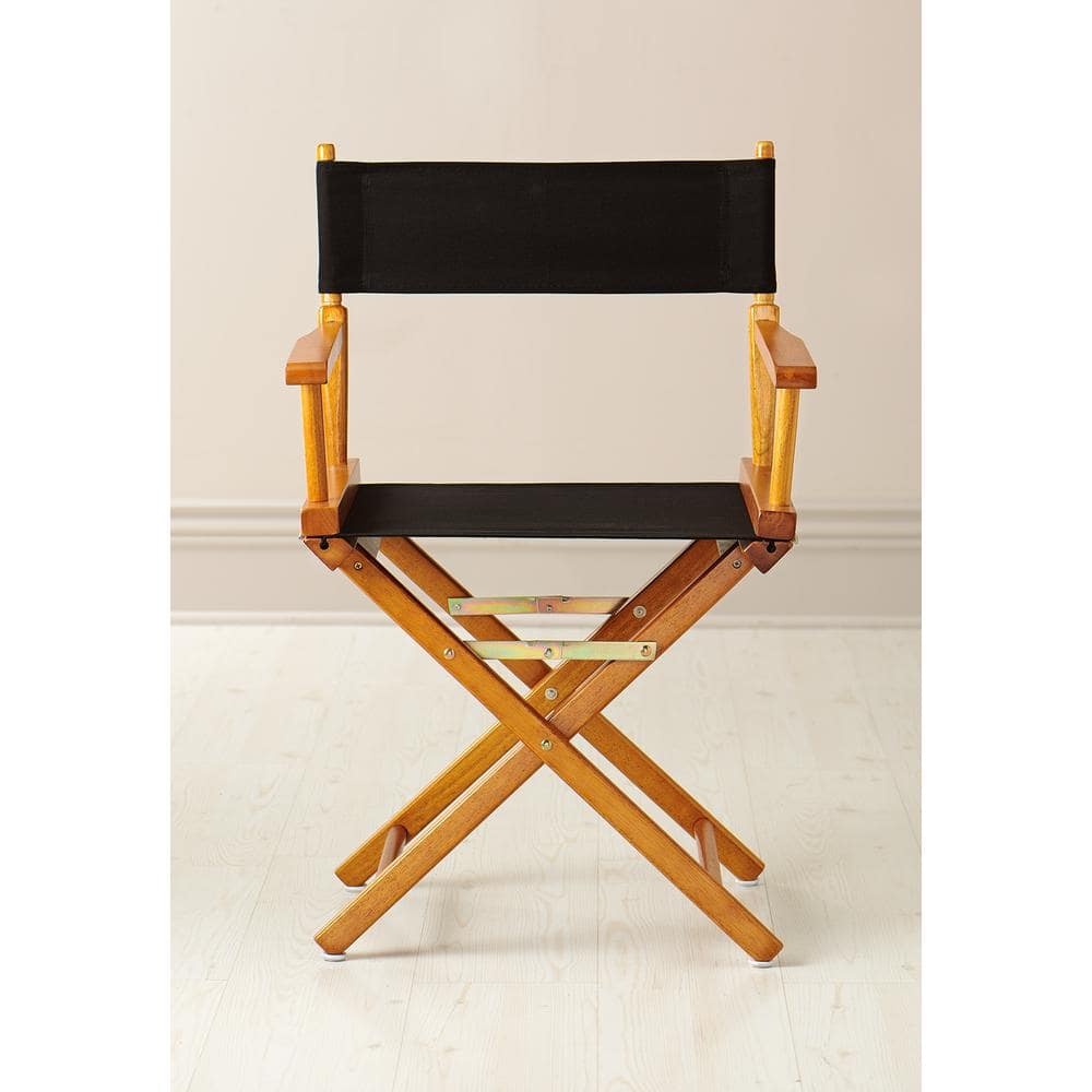 Honey Oak Foldable Director's Chair with Slat Back