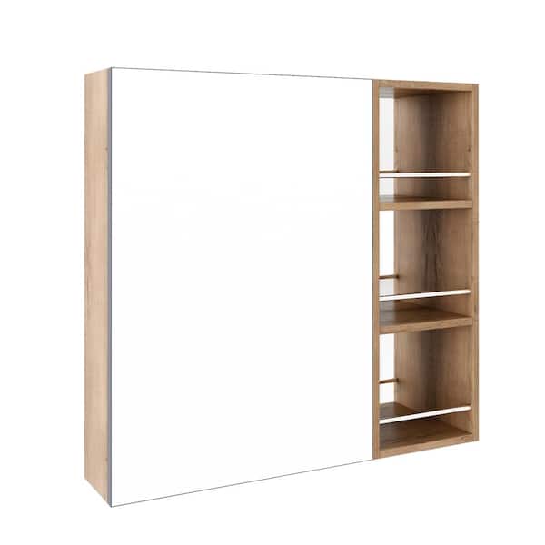 30 in. W x 28 in. H Bathroom Mirror Medicine Cabinet with Open Storage and Adjustable Shelves, Bathroom Cabinet Mirror