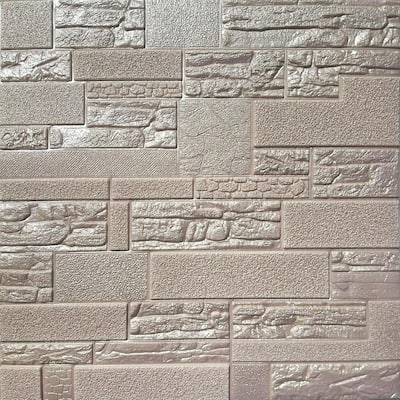 Falkirk Jura II 28 in. x 28 in. Peel & Stick Pale Copper Faux Bricks, Stones PE Foam Decorative Wall Paneling (10-Pack)